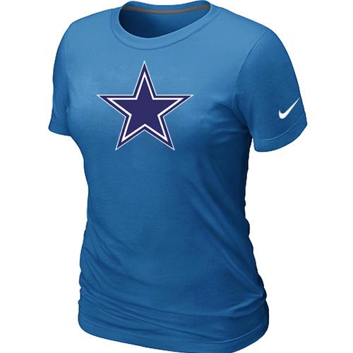 Cheap Women Nike Dallas Cowboys L.blue Logo NFL Football T-Shirt