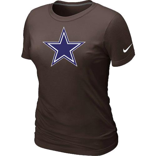 Cheap Women Nike Dallas Cowboys Brown Logo NFL Football T-Shirt