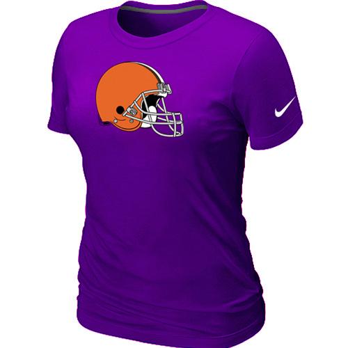 Cheap Women Nike Cleveland Browns Purple Logo NFL Football T-Shirt