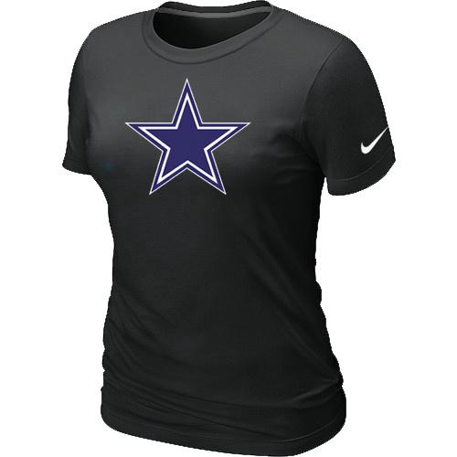 Cheap Women Nike Dallas Cowboys Black Logo NFL Football T-Shirt