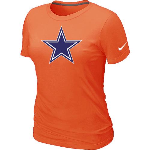 Cheap Women Nike Dallas Cowboys Orange Logo NFL Football T-Shirt