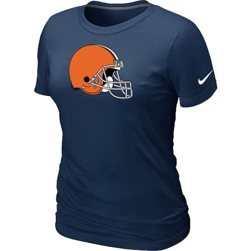 Cheap Women Nike Cleveland Browns D.Blue Logo NFL Football T-Shirt