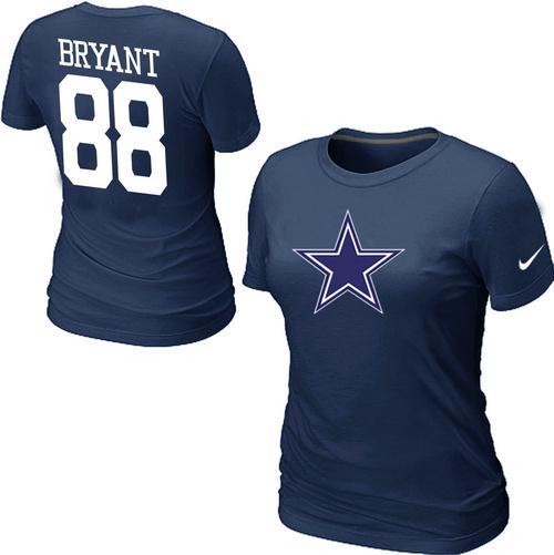 Cheap Women Nike Dallas Cowboys 88 BRYANT Name & Number Blue NFL Football T-Shirt