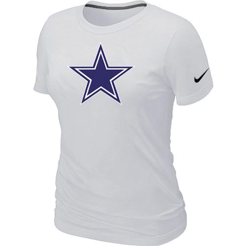 Cheap Women Nike Dallas Cowboys White Logo NFL Football T-Shirt