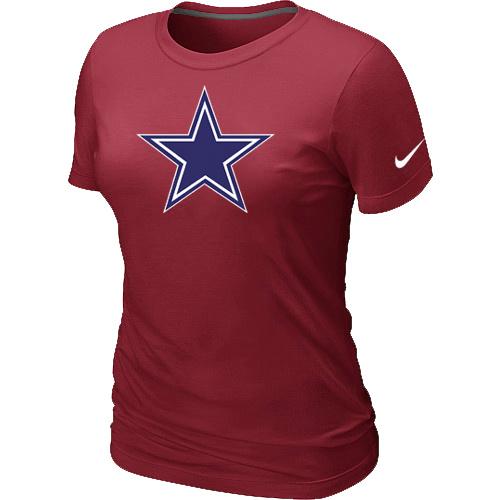 Cheap Women Nike Dallas Cowboys Red Logo NFL Football T-Shirt