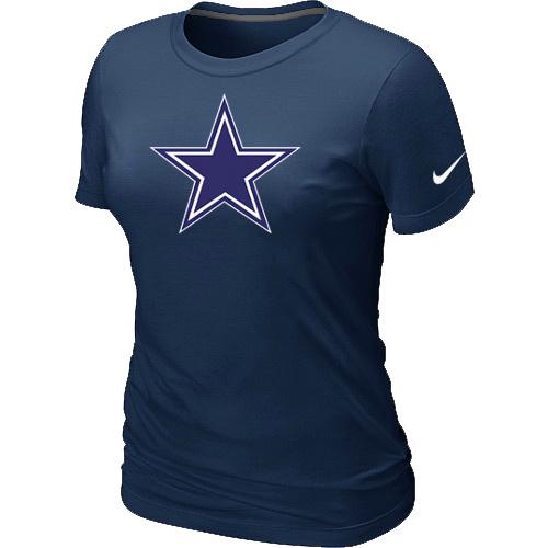 Cheap Women Nike Dallas Cowboys D.Blue Logo NFL Football T-Shirt