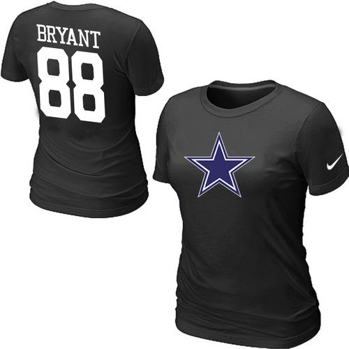 Cheap Women Nike Dallas Cowboys 88 BRYANT Name & Number Black NFL Football T-Shirt