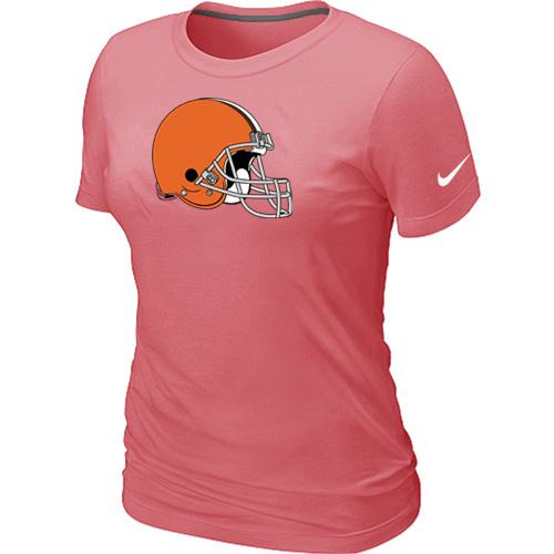 Cheap Women Nike Cleveland Browns Pink Logo NFL Football T-Shirt
