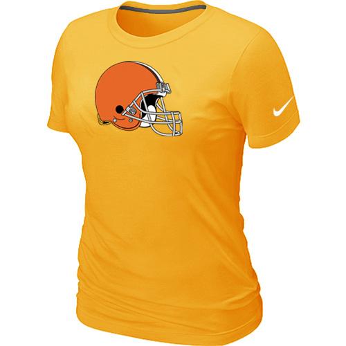 Cheap Women Nike Cleveland Browns Yellow Logo NFL Football T-Shirt