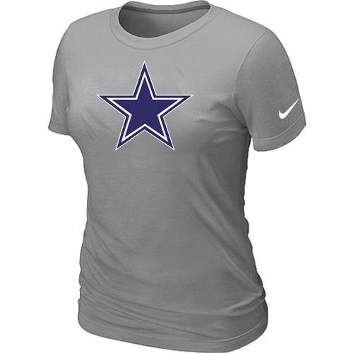 Cheap Women Nike Dallas Cowboys L.Grey Logo NFL Football T-Shirt
