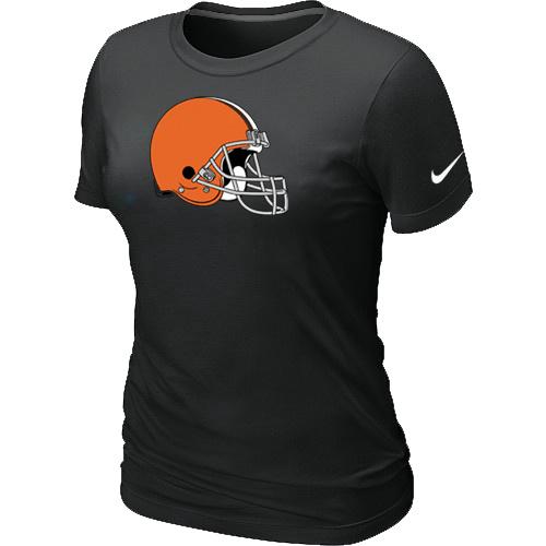 Cheap Women Nike Cleveland Browns Black Logo NFL Football T-Shirt