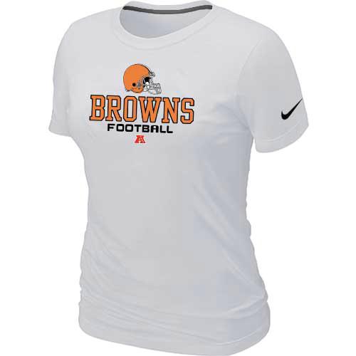 Cheap Women Nike Cleveland Browns White Critical Victory NFL Football T-Shirt