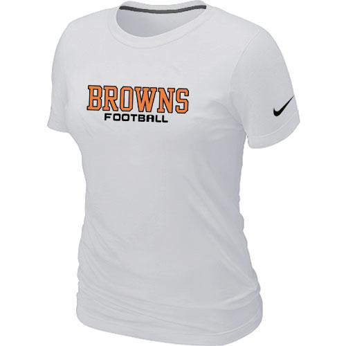 Cheap Women Nike Cleveland Browns Sideline Legend Authentic Font White NFL Football T-Shirt