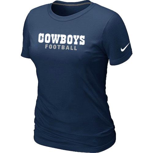 Cheap Women Nike Dallas Cowboys Sideline Legend Authentic Font D.Blue NFL Football T-Shirt
