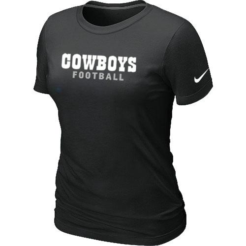 Cheap Women Nike Dallas Cowboys Sideline Legend Authentic Font Black NFL Football T-Shirt