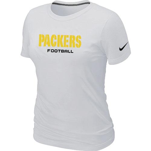 Cheap Women Nike Green Bay Packers Sideline Legend Authentic Font White NFL Football T-Shirt