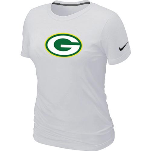 Cheap Women Nike Green Bay Packers White Logo NFL Football T-Shirt