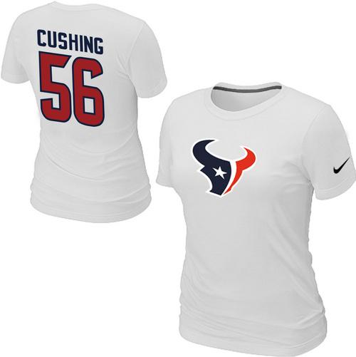 Cheap Women Nike Houston Texans 56 Cushing Name & Number White NFL Football T-Shirt