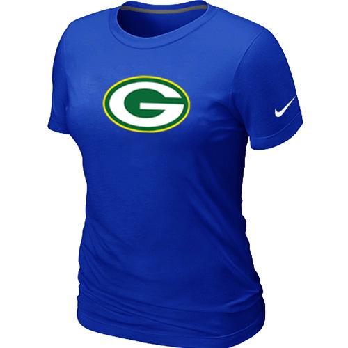 Cheap Women Nike Green Bay Packers Blue Logo NFL Football T-Shirt