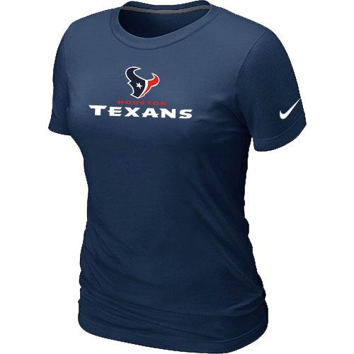 Cheap Women Nike Houston Texans Authentic Logo D.Blue NFL Football T-Shirt