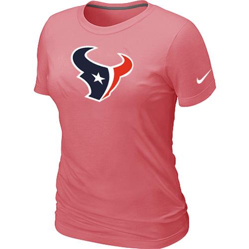 Cheap Women Nike Houston Texans Pink Logo NFL Football T-Shirt