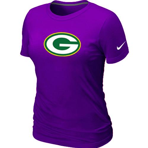 Cheap Women Nike Green Bay Packers Purple Logo NFL Football T-Shirt