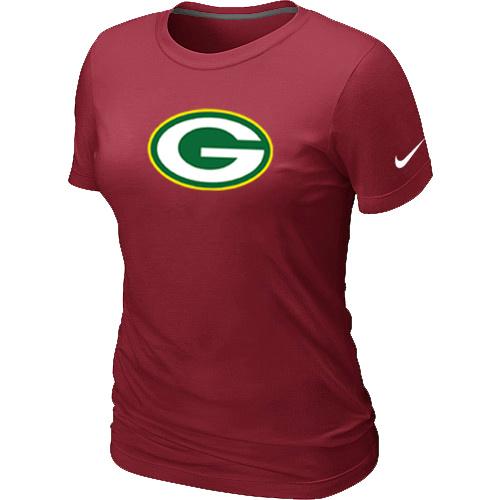 Cheap Women Nike Green Bay Packers Red Logo NFL Football T-Shirt