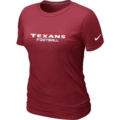 Cheap Women Nike Houston Texans Sideline Legend Authentic Font Red NFL Football T-Shirt