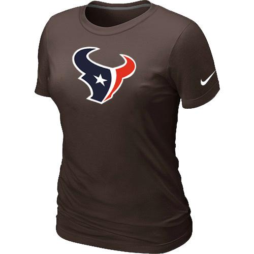 Cheap Women Nike Houston Texans Brown Logo NFL Football T-Shirt