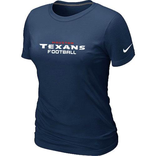 Cheap Women Nike Houston Texans Sideline Legend Authentic Font d.blue NFL Football T-Shirt