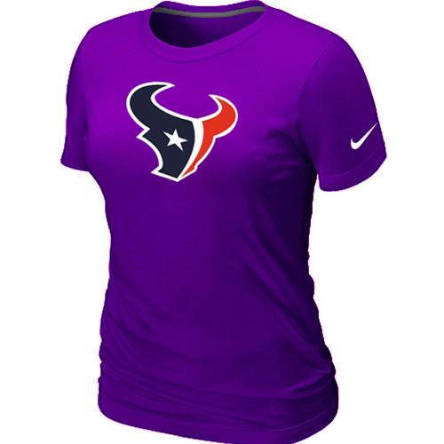 Cheap Women Nike Houston Texans Purple Logo NFL Football T-Shirt