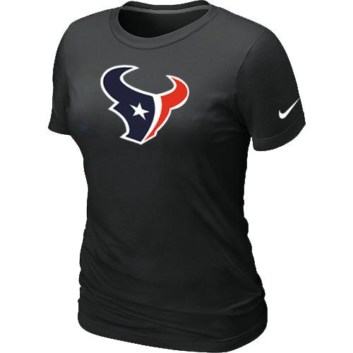 Cheap Women Nike Houston Texans Black Logo NFL Football T-Shirt