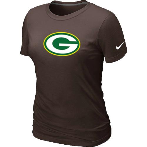 Cheap Women Nike Green Bay Packers Brown Logo NFL Football T-Shirt