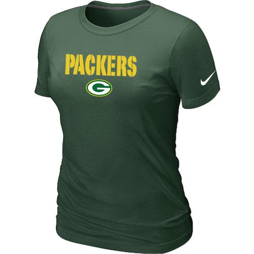 Cheap Women Nike Green Bay Packers Authentic Logo Green NFL Football T-Shirt