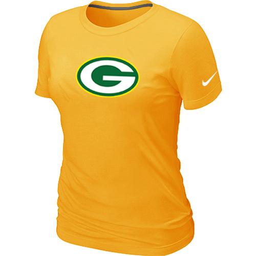 Cheap Women Nike Green Bay Packers Yellow Logo NFL Football T-Shirt