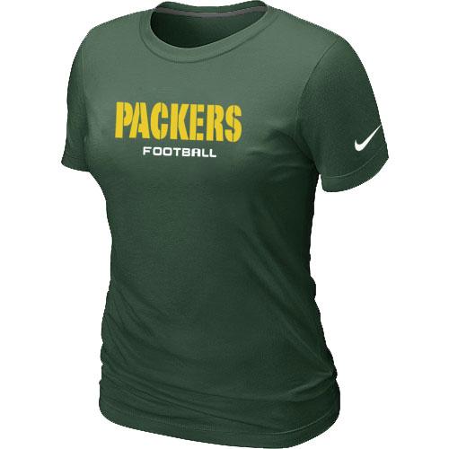 Cheap Women Nike Green Bay Packers Sideline Legend Authentic Font Green NFL Football T-Shirt