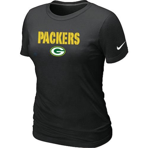 Cheap Women Nike Green Bay Packers Authentic Logo Black NFL Football T-Shirt