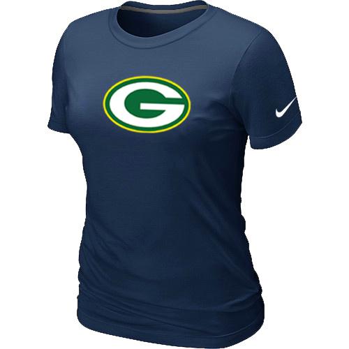 Cheap Women Nike Green Bay Packers D.Blue Logo NFL Football T-Shirt