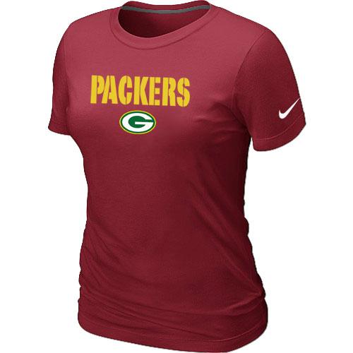 Cheap Women Nike Green Bay Packers Authentic Logo Red NFL Football T-Shirt