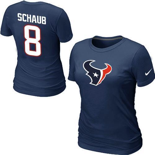 Cheap Women Nike Houston Texans 8 schaub Name & Number Blue NFL Football T-Shirt