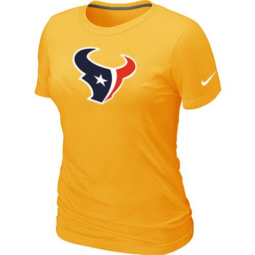 Cheap Women Nike Houston Texans Yellow Logo NFL Football T-Shirt