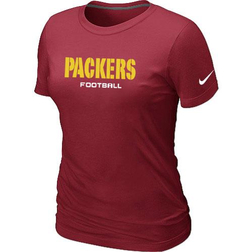 Cheap Women Nike Green Bay Packers Sideline Legend Authentic Font Red NFL Football T-Shirt