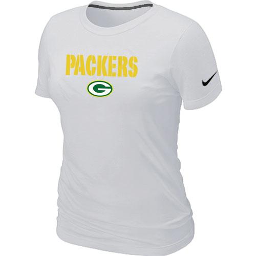 Cheap Women Nike Green Bay Packers Authentic Logo White NFL Football T-Shirt