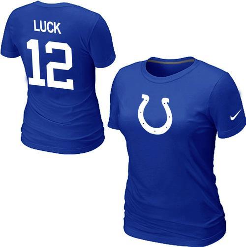 Cheap Women Nike Indianapolis Colts LUCK Name & Number Blue NFL Football T-Shirt