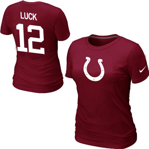 Cheap Women Nike Indianapolis Colts LUCK Name & Number Red NFL Football T-Shirt
