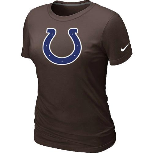 Cheap Women Nike Indianapolis Colts Brown Logo NFL Football T-Shirt