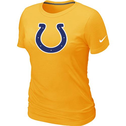 Cheap Women Nike Indianapolis Colts Yellow Logo NFL Football T-Shirt