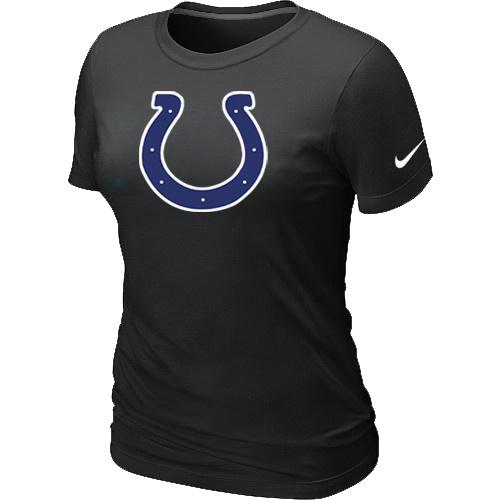 Cheap Women Nike Indianapolis Colts Black Logo NFL Football T-Shirt