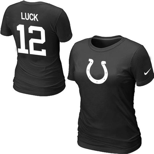 Cheap Women Nike Indianapolis Colts LUCK Name & Number Black NFL Football T-Shirt