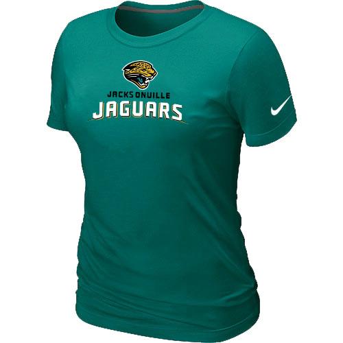 Cheap Women Nike Jacksonville Jaguars Authentic Logo Green NFL Football T-Shirt